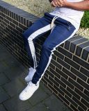 Men Stripe Patchwork Zipper Sport Pant GXWF-CK-16