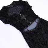 Lace Hollow Out Mini Dress FL-23463