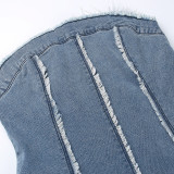Sexy Tube Tops Slim Denim Mini Dress FL-23313