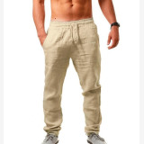 Men Plus Size Solid Color Sport Drawstring Pant GXWF-3396