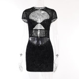 Lace Hollow Out Mini Dress FL-23463