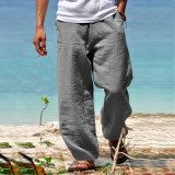Men Plus Size Solid Hip Hop Straight Leg Pants GXWF-23057