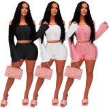 Sexy One Shoulder Hollow Out Backless Two Piece Shorts Set MDF-5383