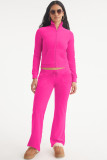 Solid Color Zipper Tops And Pants Two Piece Set YD-8784