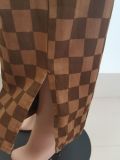 Plus Size Plaid Print Casual Split Pants LSL-0014