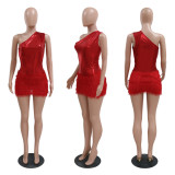 Sexy Slim One shoulder Splice Mini Dress CYA-900248