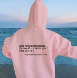 Padded Letter Print Drawstring Hooded Sweatshirt GXWF-03