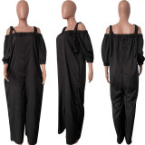 Casual One Shoulder Lantern Sleeve Loose Jumpsuit HMS-5579