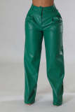 Casual Solid Loose PU Leather Pant OLYF-6137