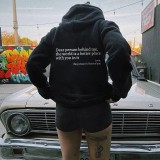 Padded Letter Print Drawstring Hooded Sweatshirt GXWF-03