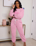 Hot Drill Print Casual Long Sleeve Sport Two Piece Set  WAF-7306340