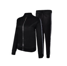 Fashion Patchwork Zipper Jackets Two Piece Pants Set GXWF-ab321