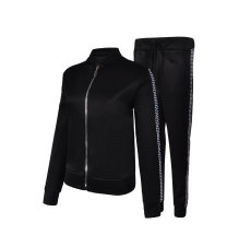 Fashion Patchwork Zipper Jackets Two Piece Pants Set GXWF-ab321