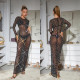 Mesh See Through Long Sleeve Hot Drill Maxi Dress BY-6505