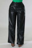 Casual Solid Loose PU Leather Pant OLYF-6137