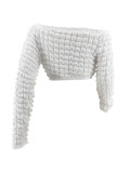 Solid Color Off Shoulder Crop Tops YH-5306