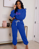 Hot Drill Print Casual Long Sleeve Sport Two Piece Set  WAF-7306340