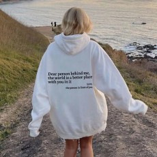 Padded Letter Print Drawstring Hooded Sweatshirt GXWF-03