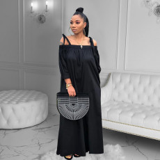 Casual One Shoulder Lantern Sleeve Loose Jumpsuit HMS-5579