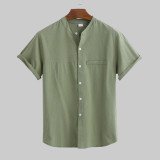 Men's Plus Size Short Sleeve Solid Color Shirt GXWF-B66