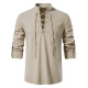 Men's Casual Beach Stand Collar Long Sleeve Shirt GXWF-gy