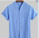 Men's Plus Size Short Sleeve Solid Color Shirt GXWF-B66