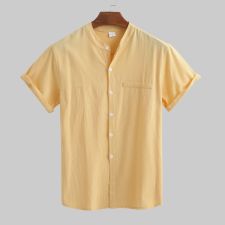 Men's Plus Size Short Sleeve Solid Color Shirt GXWF-B66