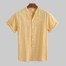 Men's Plus Size Short Sleeve Solid Color Shirt GXWF-B66