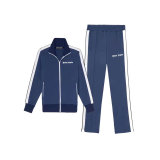 Men's Plus Size Strpe Color Block Zipper Sweatshirt Two Piece Pants Set GXWF-qn003