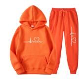 Fashion Love Print Fleece Sweatshirt Two Piece Pants Set GXWF-hhk