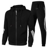 Men's Plus Size Sport Zipper Hoodies Two Piece Pants Set GXWF-11