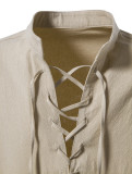 Men's Casual Beach Stand Collar Long Sleeve Shirt GXWF-gy