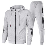 Men's Plus Size Sport Zipper Hoodies Two Piece Pants Set GXWF-11