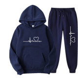 Fashion Love Print Fleece Sweatshirt Two Piece Pants Set GXWF-hhk