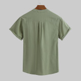 Men's Plus Size Short Sleeve Solid Color Shirt GXWF-B66