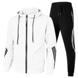 Men's Plus Size Sport Zipper Hoodies Two Piece Pants Set GXWF-11