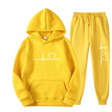 Fashion Love Print Fleece Sweatshirt Two Piece Pants Set GXWF-hhk