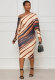 Fashion Long Sleeve Print Slash Neck Midi Dress XHXF-373