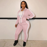 Casual Patchwork Long Sleeve Sport Two Piece Pants Set YIM-116