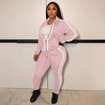 Casual Patchwork Long Sleeve Sport Two Piece Pants Set YIM-116