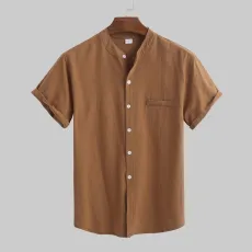 Men's Plus Size Short Sleeve Solid Color Shirt GXWF-B66