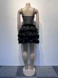 Plus Size Hot Diamond Sling Mesh Splicing Cake Dress NY-2820