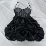 Plus Size Hot Diamond Sling Mesh Splicing Cake Dress NY-2820