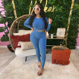 Solid Color Long Sleeve Tight Sport Two Piece Pants Set YF-10645