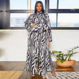 Fashion Print Lantern Sleeves Wide Leg Pants Two Piece Set YF-10618