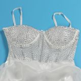 Plus Size Hot Diamond Sling Mesh Splicing Cake Dress NY-2820