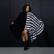 Plus Size Striped Color Block Bat Sleeve Midi Dress YF-10638