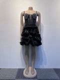 Plus Size Hot Diamond Sling Mesh Splicing Cake Dress NY-2820