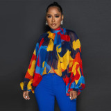 Shawl Laced Up Chiffon Bat Sleeve Top YF-10512