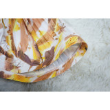 Fashion Print Lantern Sleeves Wide Leg Pants Two Piece Set YF-10618